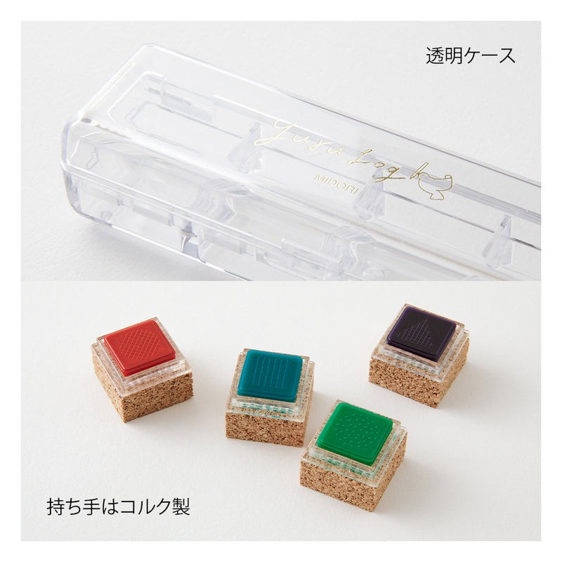 MIDORI - Yuru Log Stamp Set - Oil Based Ink (paintable) - Geometric Pattern