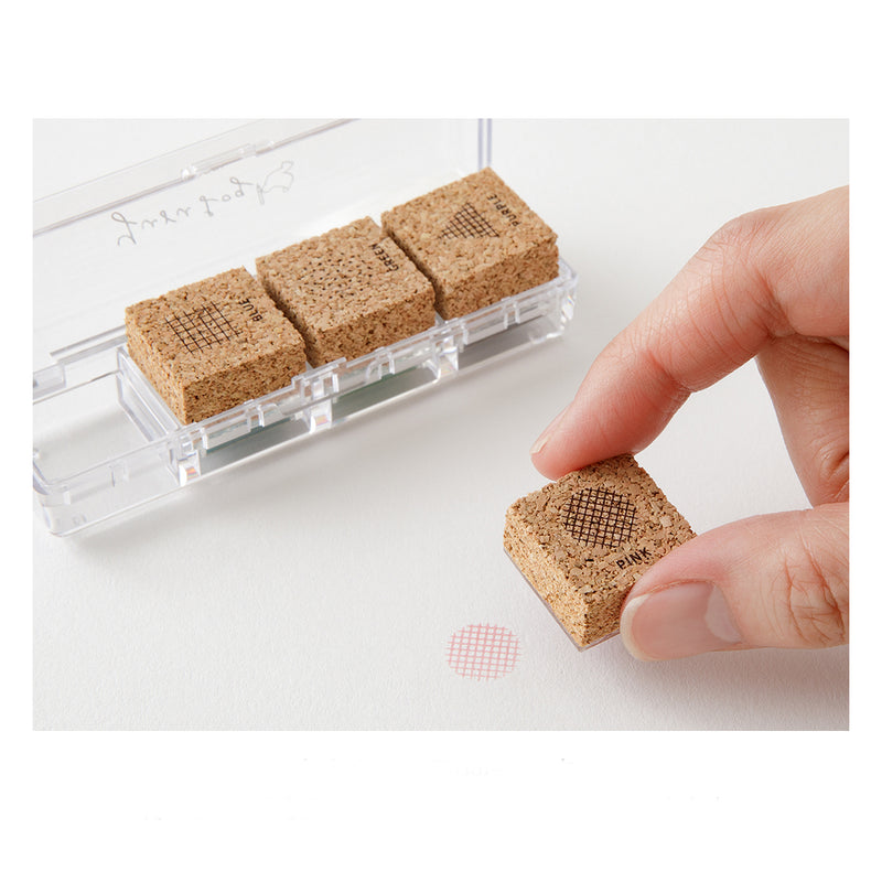 MIDORI - Yuru Log Stamp Set - Oil Based Ink (paintable) - Geometric Pattern