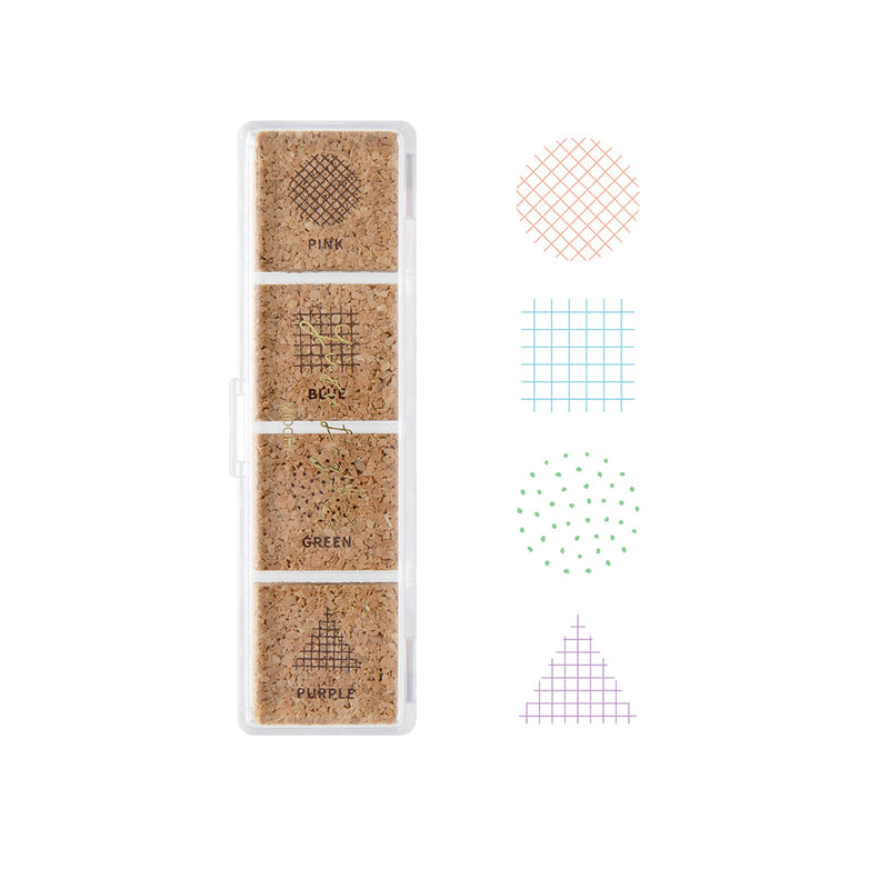 MIDORI - Yuru Log Stamp Set - Oil Based Ink (paintable) - Geometric Pattern