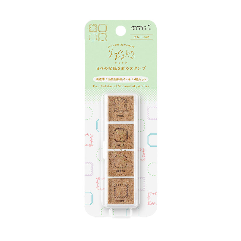 MIDORI - Yuru Log Stamp Set - Oil Based Ink (paintable) - Frame