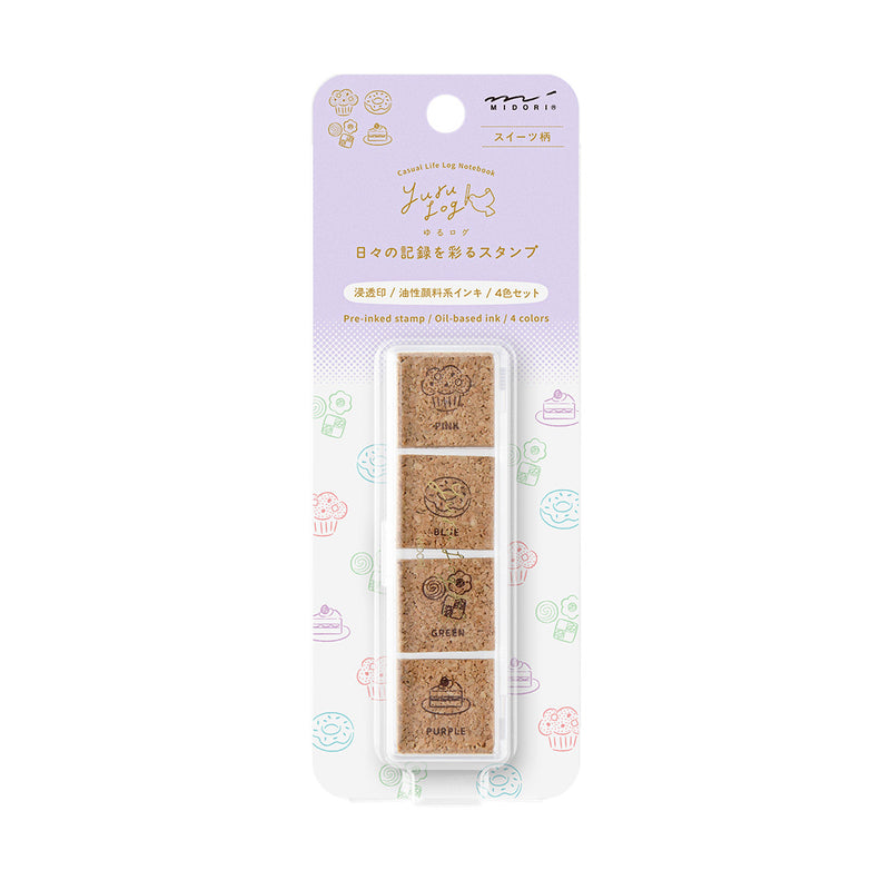 MIDORI - Yuru Log Stamp Set - Oil Based Ink (paintable) - Sweets