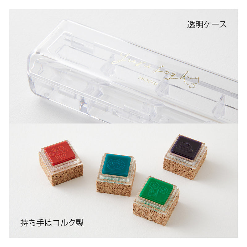 MIDORI - Yuru Log Stamp Set - Oil Based Ink (paintable) - Sweets