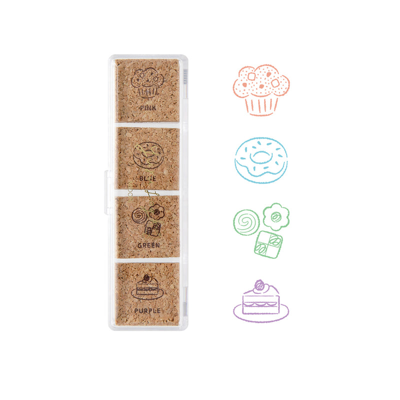 MIDORI - Yuru Log Stamp Set - Oil Based Ink (paintable) - Sweets
