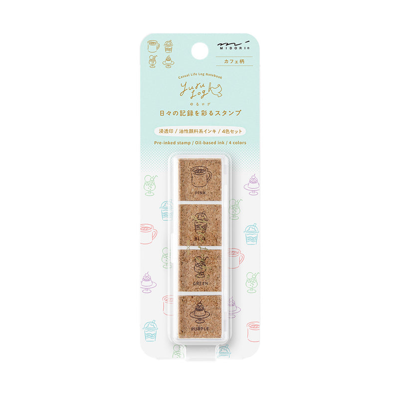 MIDORI - Yuru Log Stamp Set - Oil Based Ink (paintable) - Cafe
