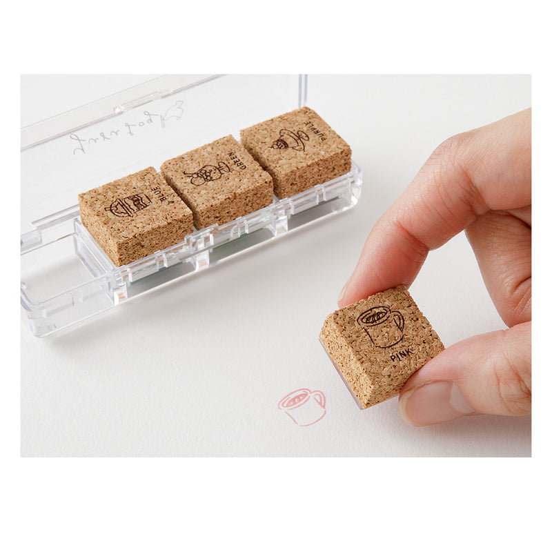 MIDORI - Yuru Log Stamp Set - Oil Based Ink (paintable) - Cafe