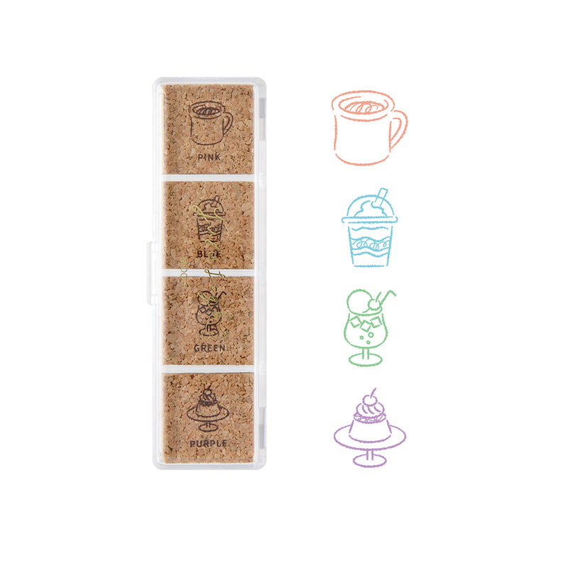 MIDORI - Yuru Log Stamp Set - Oil Based Ink (paintable) - Cafe