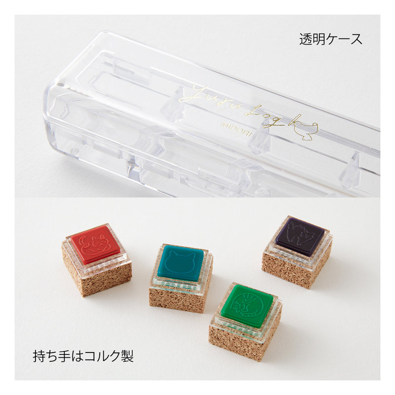 MIDORI - Yuru Log Stamp Set - Oil Based Ink (paintable) - Cat
