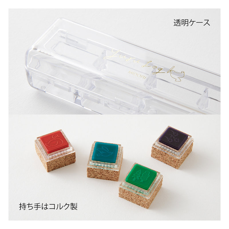 MIDORI - Yuru Log Stamp Set - Oil Based Ink (paintable) - Forest