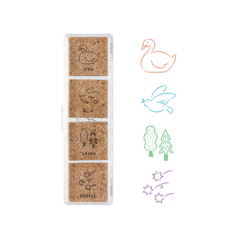 MIDORI - Yuru Log Stamp Set - Oil Based Ink (paintable) - Forest
