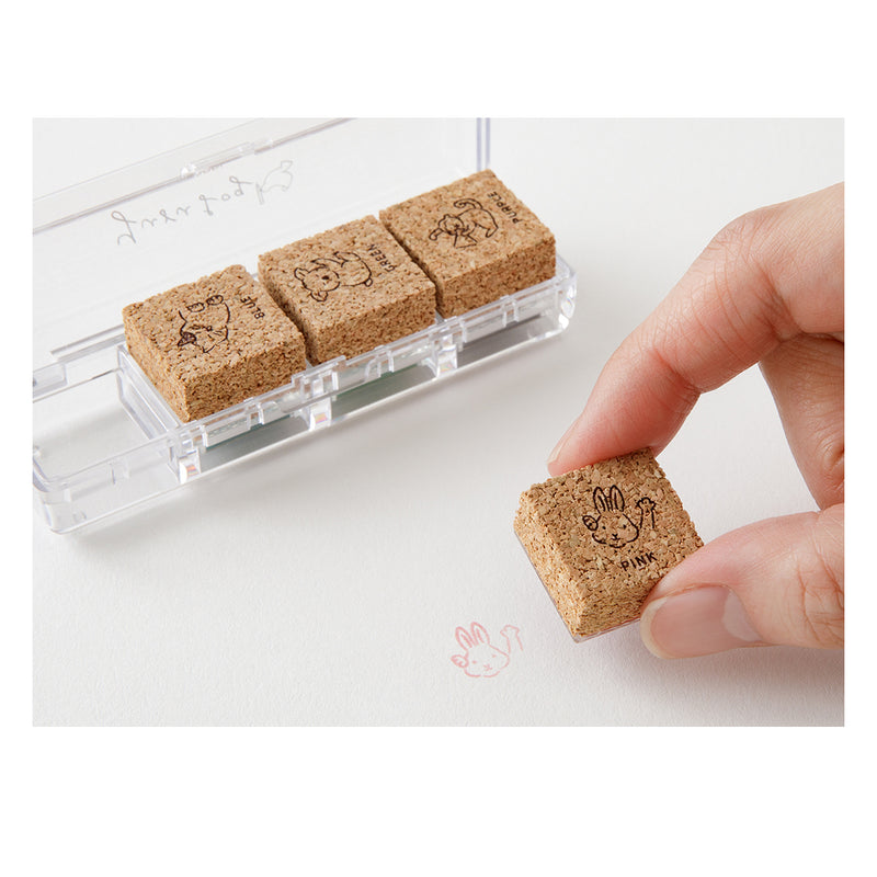 MIDORI - Yuru Log Stamp Set - Oil Based Ink (paintable) - Animal Poses