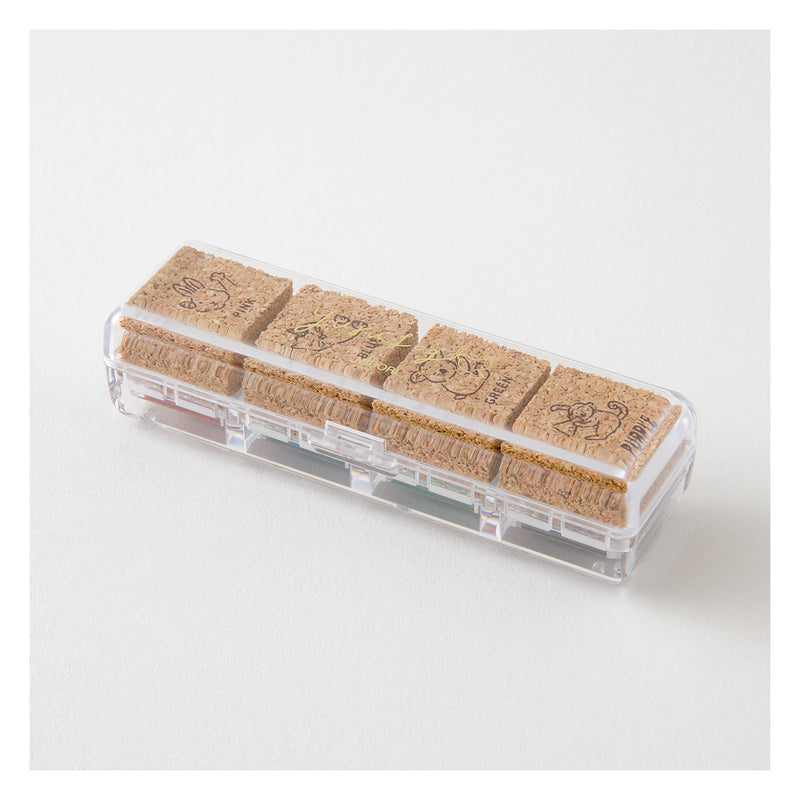 MIDORI - Yuru Log Stamp Set - Oil Based Ink (paintable) - Animal Poses