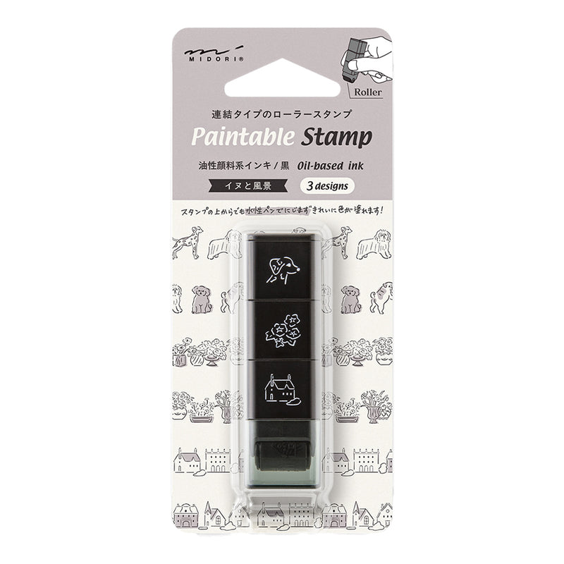 MIDORI - Paintable Roller Stamp - Dog and Landscape