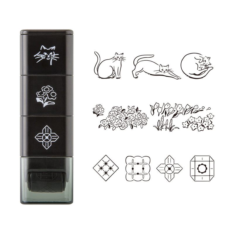 MIDORI - Paintable Roller Stamp - Cat and Landscape