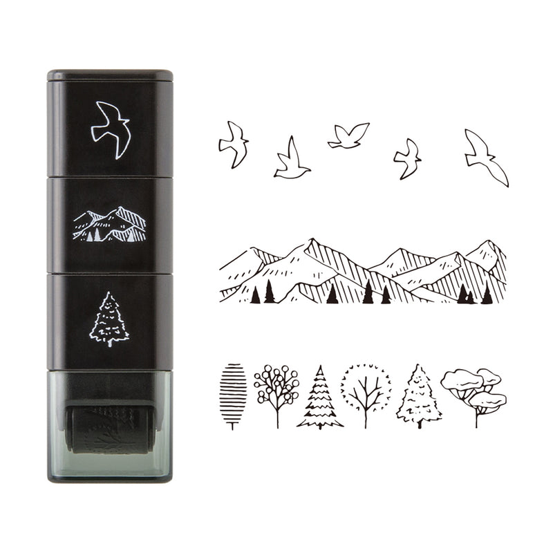 MIDORI - Paintable Roller Stamp - Mountain Scenery