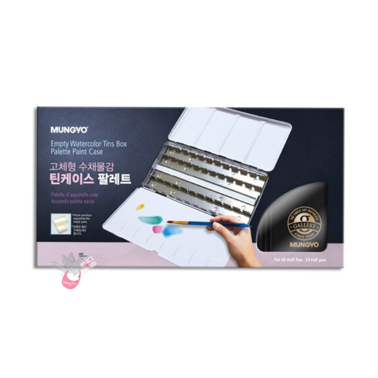 MUNGYO Folding Metal Watercolour Palette (Empty) - Holds 48 Half Pans