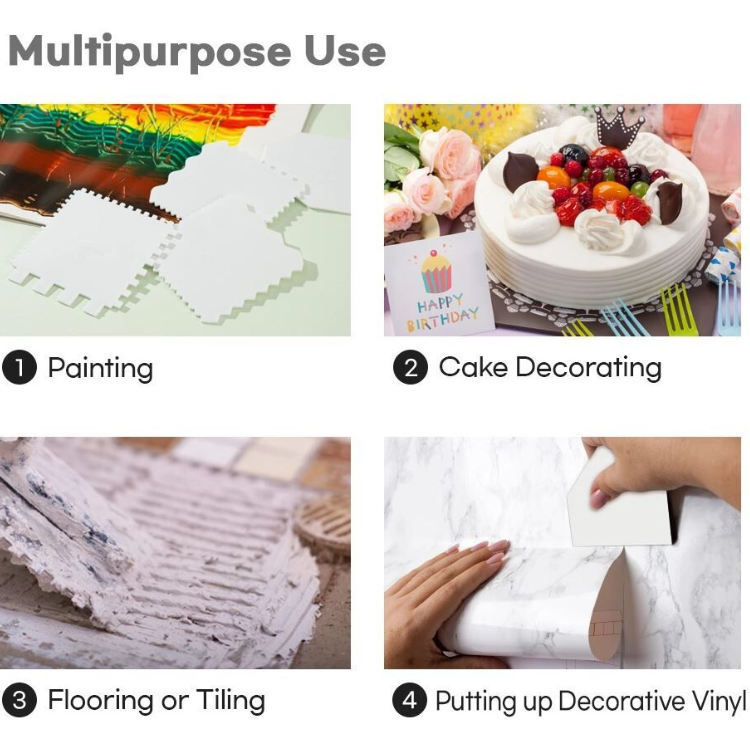 MUNGYO Creative Scraper/Notched Spreader - Set 4 Shapes
