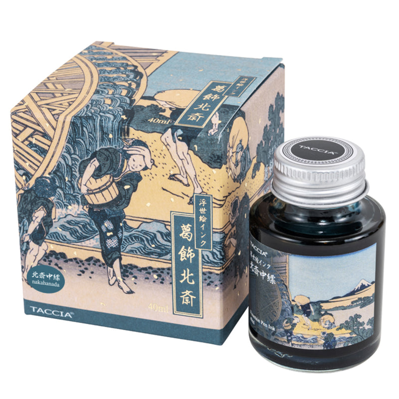 TACCIA Ukiyo-e Fountain Pen Ink - 40mL - Hokusai Nakahanada (Medium Light Blue)