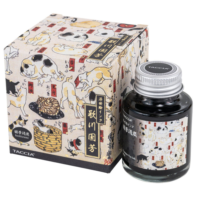 TACCIA Ukiyo-e Fountain Pen Ink - 40mL - Kuniyoshi Keshizumi (Charcoal Black)