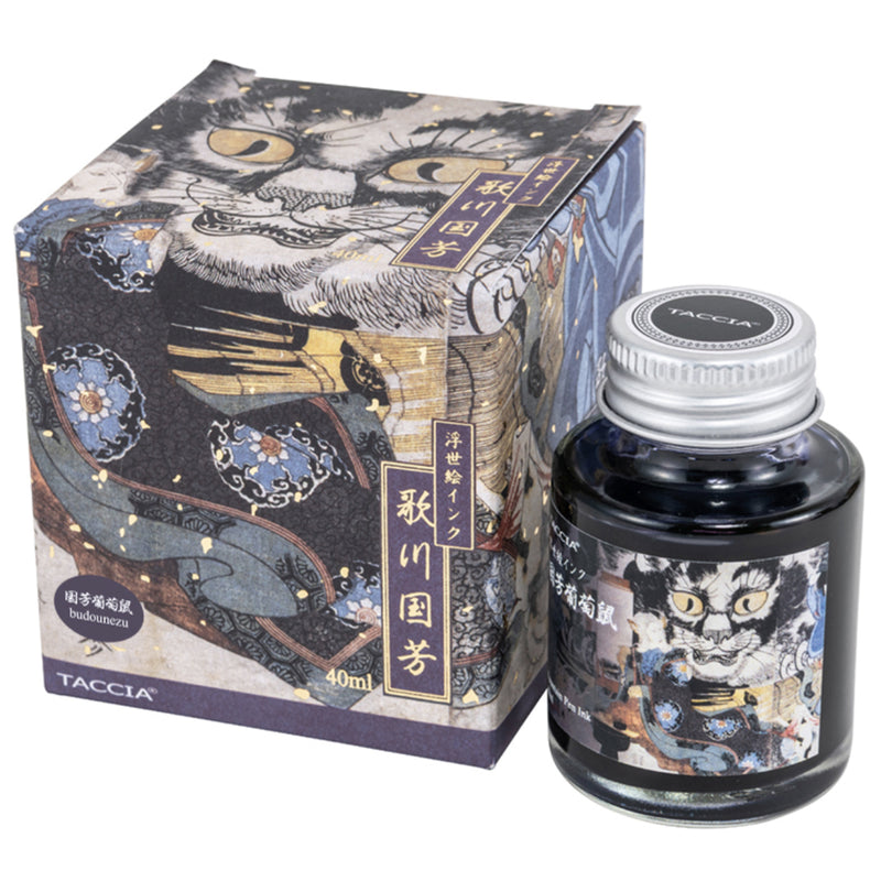 TACCIA Ukiyo-e Fountain Pen Ink - 40mL - Kuniyoshi Butounezu (Grape Mouse Grey)