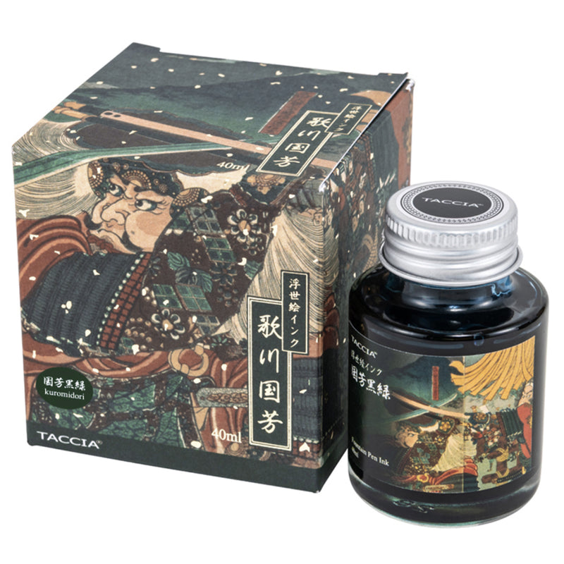 TACCIA Ukiyo-e Fountain Pen Ink - 40mL - Kunyoshi Kuromidori (Black Green)