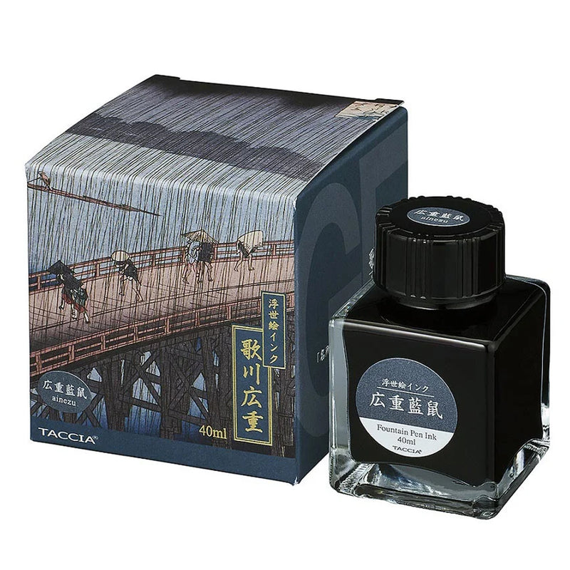 TACCIA Ukiyo-e Fountain Pen Ink - 40mL - Hiroshige Ainezu (Blue Grey)