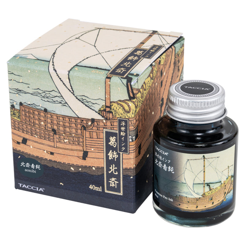 TACCIA Ukiyo-e Fountain Pen Ink - 40mL - Hokusai Aonibi (Dull Blue)