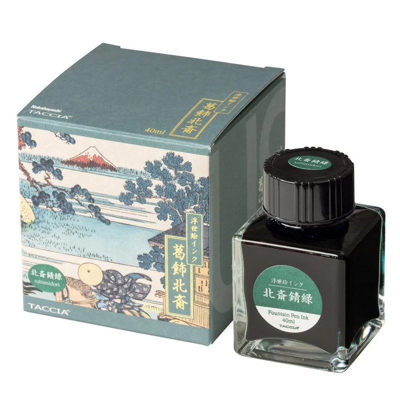 TACCIA Ukiyo-e Fountain Pen Ink - 40mL - Hokusai Sabimidori (Rusty Green)