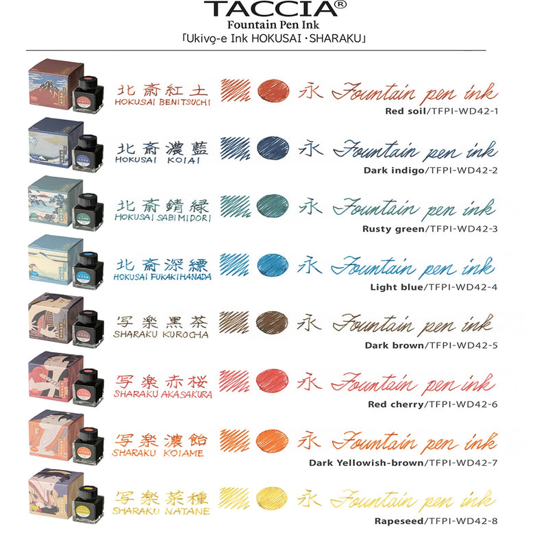 TACCIA Ukiyo-e Fountain Pen Ink - 40mL - Hokusai FukakiHanada (Light Blue)