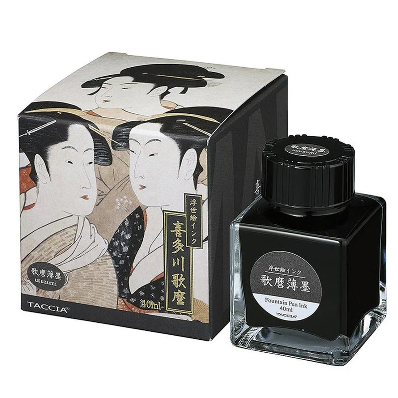 TACCIA Ukiyo-e Fountain Pen Ink - 40mL - Utamaro Usuzumi (Light Black)
