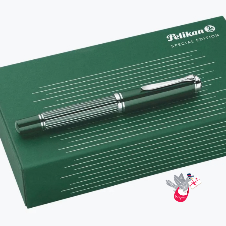 PELIKAN Souveran M815 Fountain Pen - Metal Striped Green (Limited Edition)