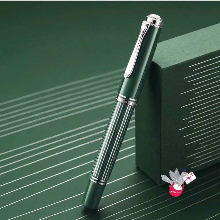 PELIKAN Souveran M815 Fountain Pen - Metal Striped Green (Limited Edition)