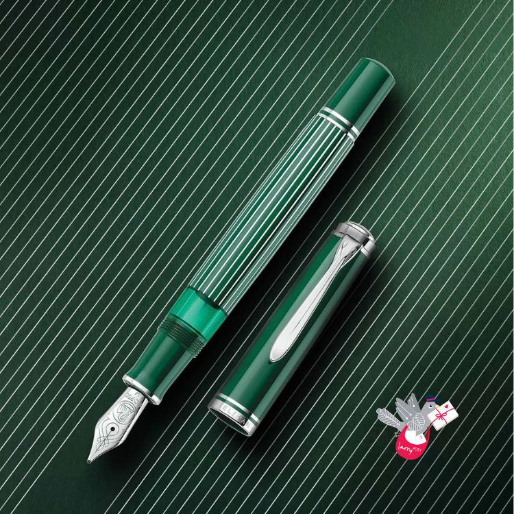 PELIKAN Souveran M815 Fountain Pen - Metal Striped Green (Limited Edition)