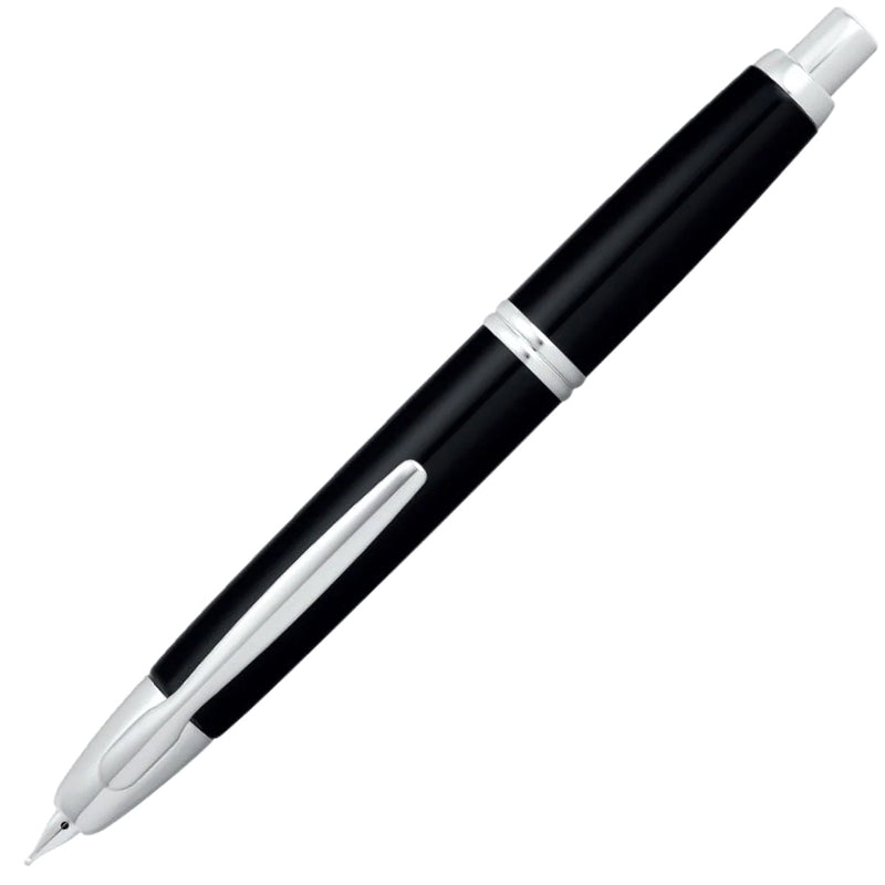 PILOT Capless (Vanishing Point) Fountain Pen (18ct Gold Nib & Con-40 Converter) -  Gloss Black / Rhodium