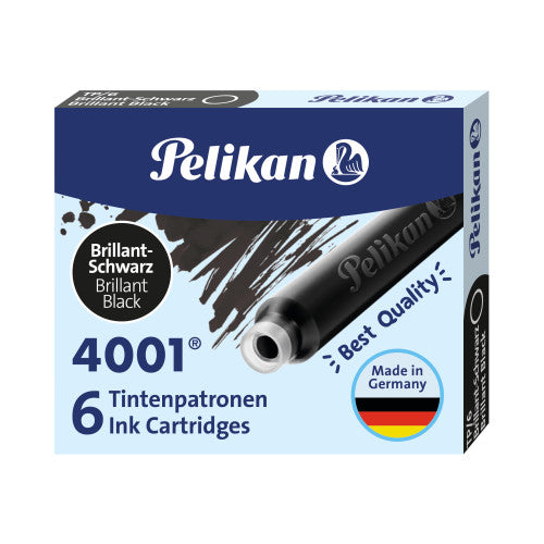 PELIKAN 4001 Ink Cartridge (Universal 38mm) - Pack of 5 - Brilliant Black
