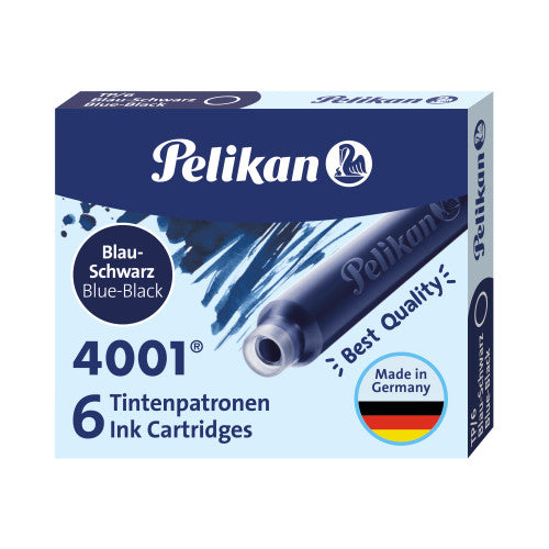 PELIKAN 4001 Ink Cartridge (Universal 38mm) - Pack of 5 - Blue Black