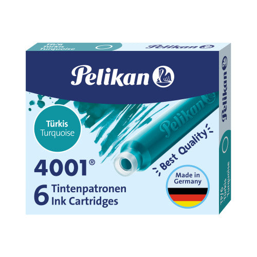 PELIKAN 4001 Ink Cartridge (Universal 38mm) - Pack of 5 - Turquoise