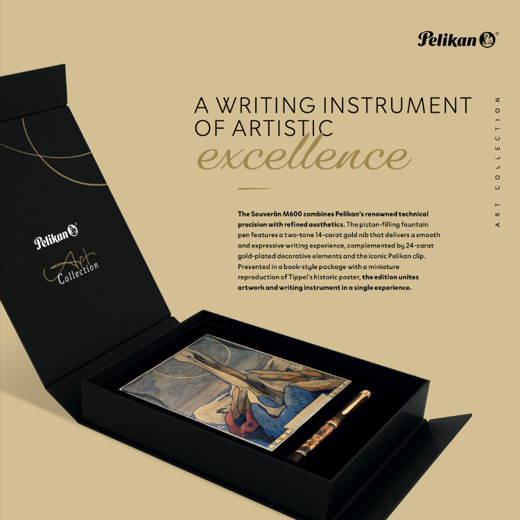 Pelikan Art Series writing instrument set with packaging on a beige background
