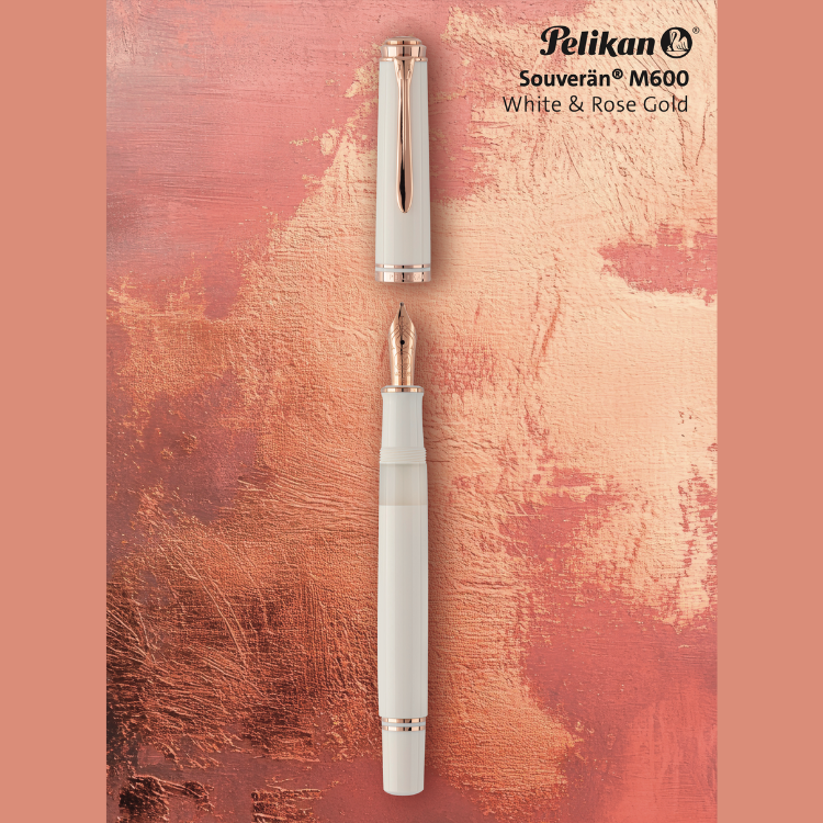 PELIKAN Souveran M600 Fountain Pen - White & Rose Gold (2025 Special Edition)