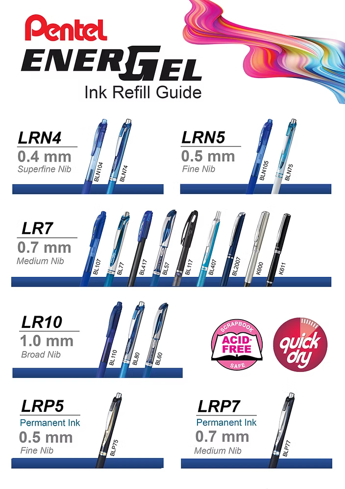 PENTEL Energel Retractable Gel Pen Refill LR7 (0.7mm)