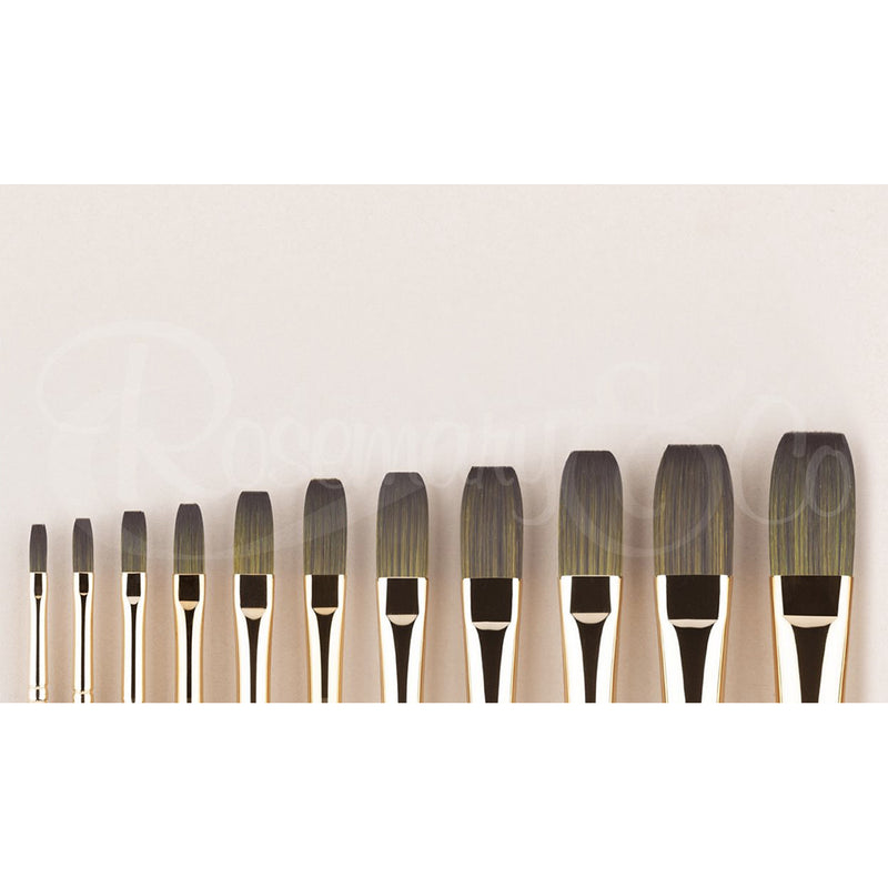 ROSEMARY & CO Brushes - Evergreen (Synthetic) - Long Flat - Long Handle - Various Sizes
