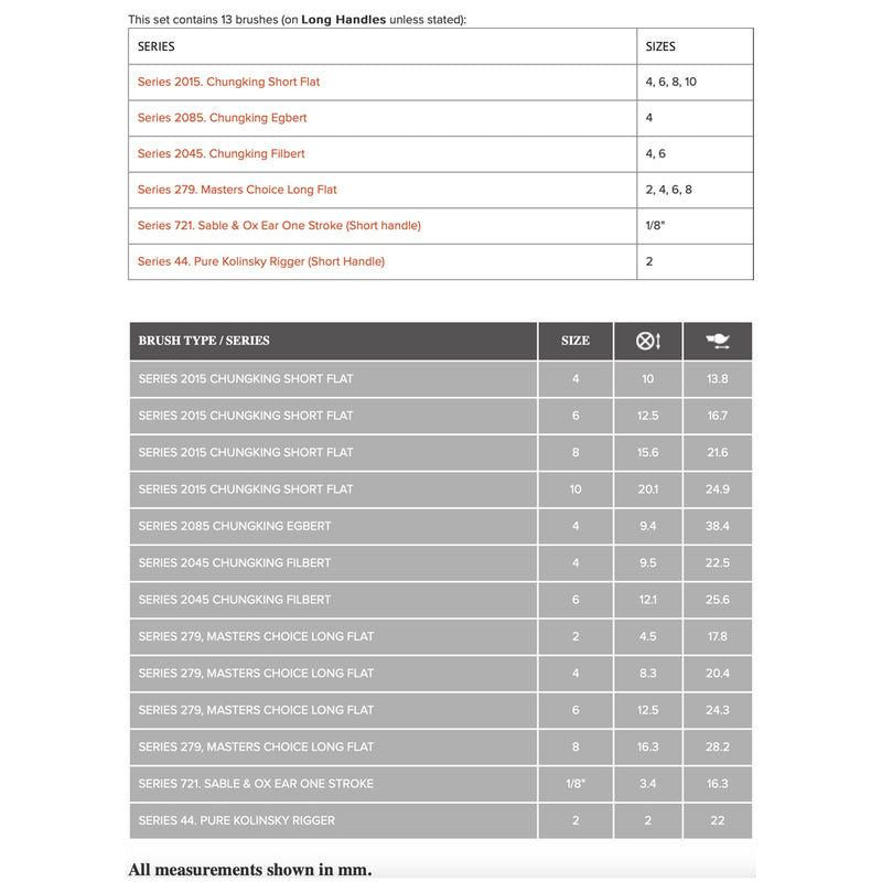 ROSEMARY & CO Leon Homes Brush Set for Oils - Long Handle (13 Brushes)