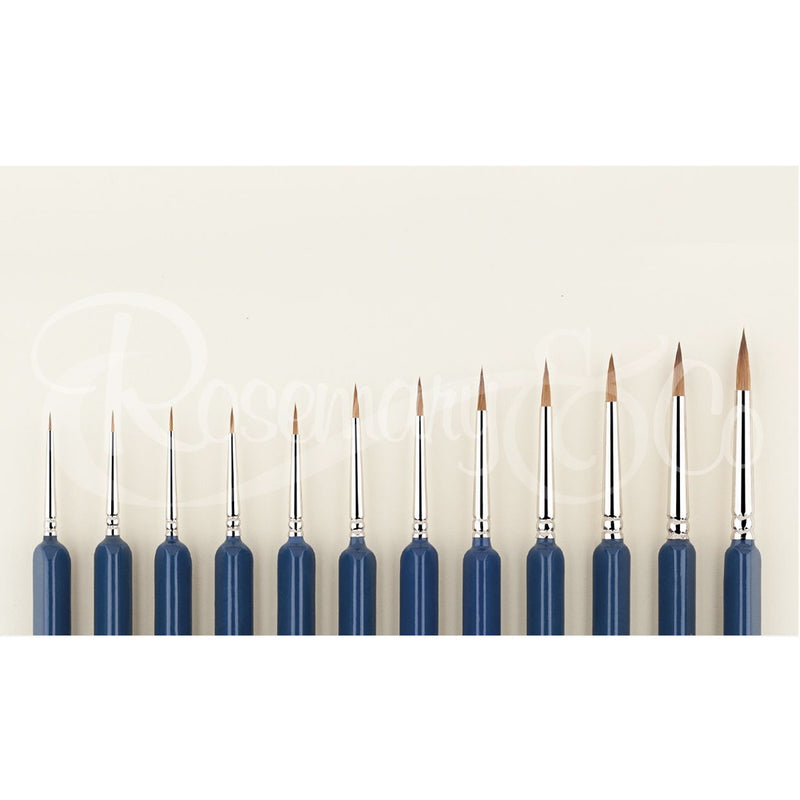ROSEMARY & CO Watercolour Brushes - Series 98 - Red Sable Pointed Round - Triangular Short Handle - Various Sizes