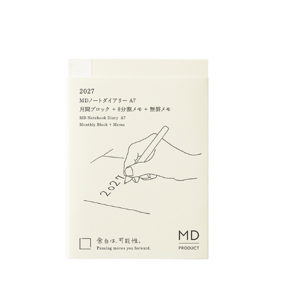 2027 MIDORI - Monthly Block + Memo - 175 pages - Mini A7 (10.5H x 7.4W cm)