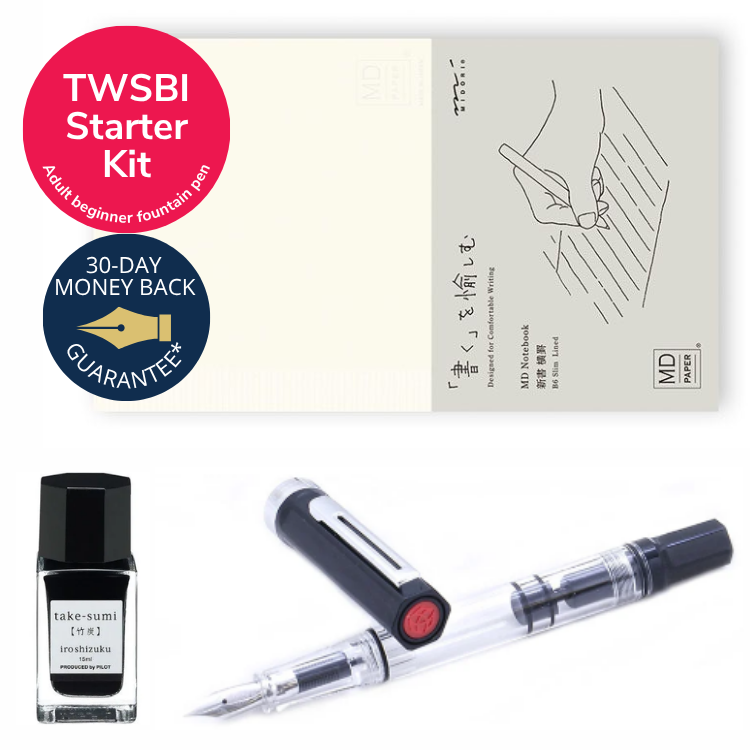 TWSBI Starter Kit (Twsbi Eco Black Fine, Take-Sumi Ink 15mL, Midori Notebook B6 Ruled)