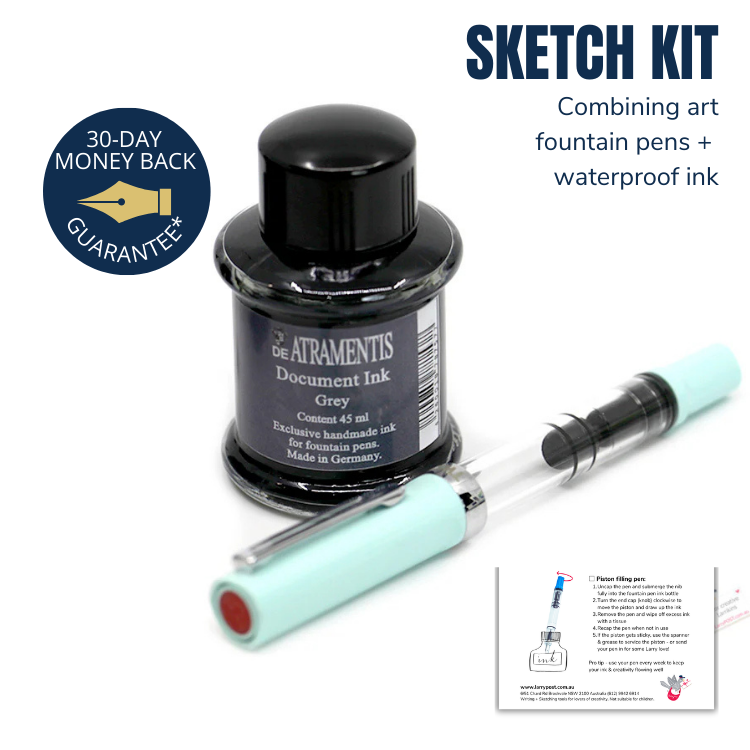 TWSBI Eco-T Sketch Kit - Mint Blue Fine Nib & DA Doc Ink