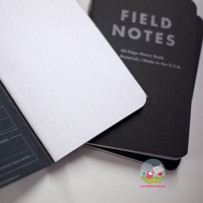 FIELD NOTES Pitch Black - Set of 3 - Pocket (A6 9x14cm) - Black - Dot Grid