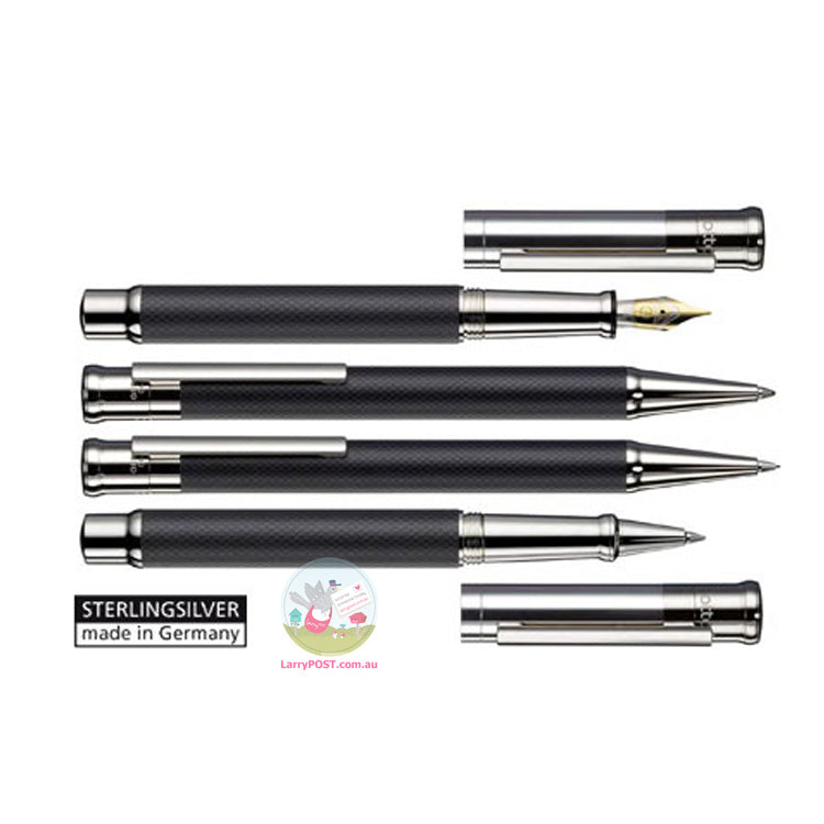 OTTO HUTT Design 04 - Mechanical Pencil 0.7mm - Squared Guilloche and Sterling Silver - Black