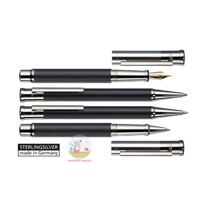OTTO HUTT Design 04 - Mechanical Pencil 0.7mm - Squared Guilloche and Sterling Silver - Black
