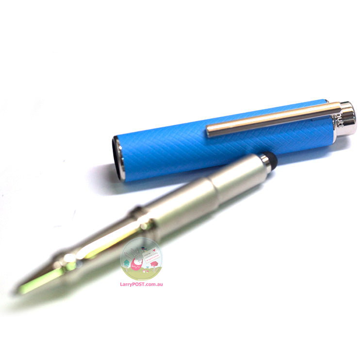 OTTO HUTT Design 05 - Ballpoint / Stylus Pen - Platinum Plated & Squared Guilloche - Blue