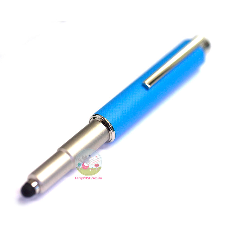 OTTO HUTT Design 05 - Ballpoint / Stylus Pen - Platinum Plated & Squared Guilloche - Blue